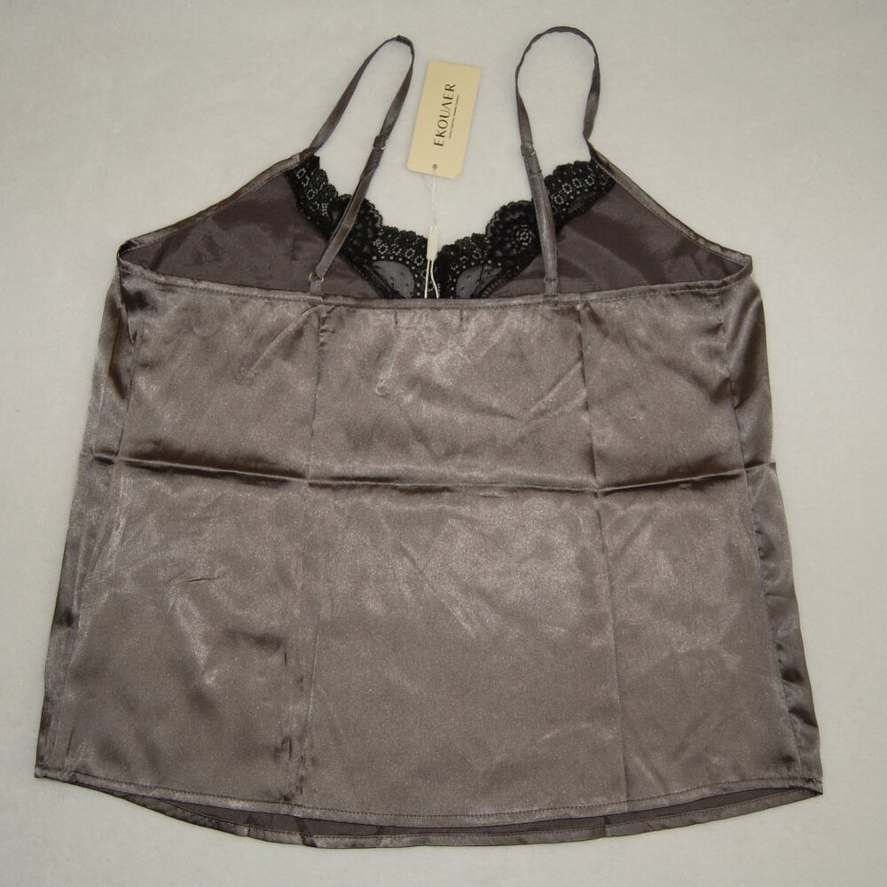 NWT Ekouaer Satin Silk Lace V-Neck Cami, Women Size M (Bust:38") - Picture 2 of 2